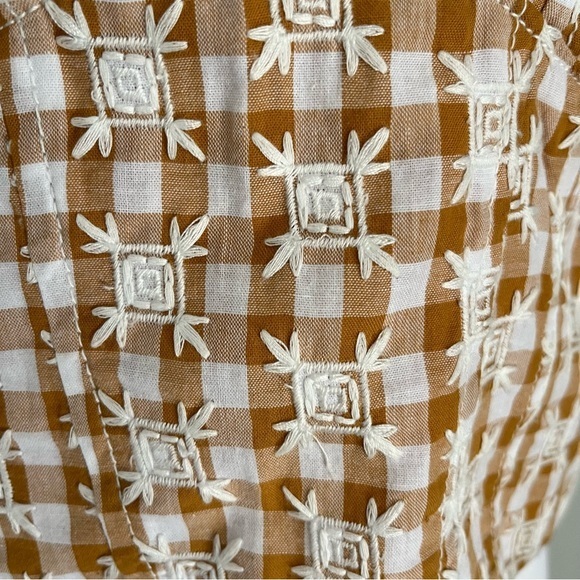 Anthropologie Maeve Scalloped Crop Top Sz‎ 6 Neutral Motif Brown Spaghetti strap - Picture 6 of 13